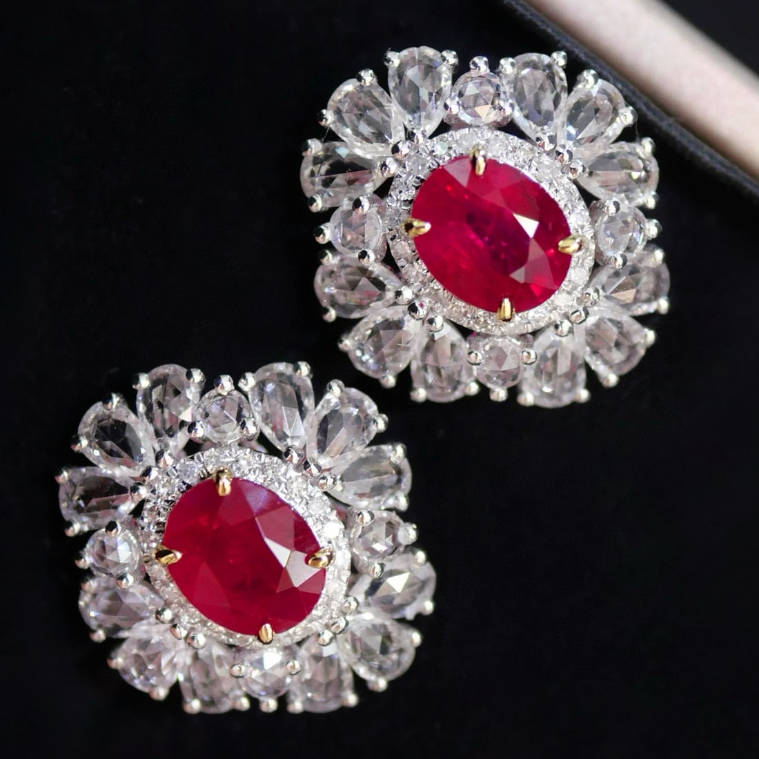 14k Gold 1.64 Ctw Natural Ruby & Diamond Earrings - 2
