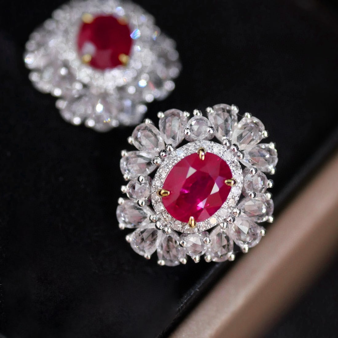 14k Gold 1.64 Ctw Natural Ruby & Diamond Earrings - 3
