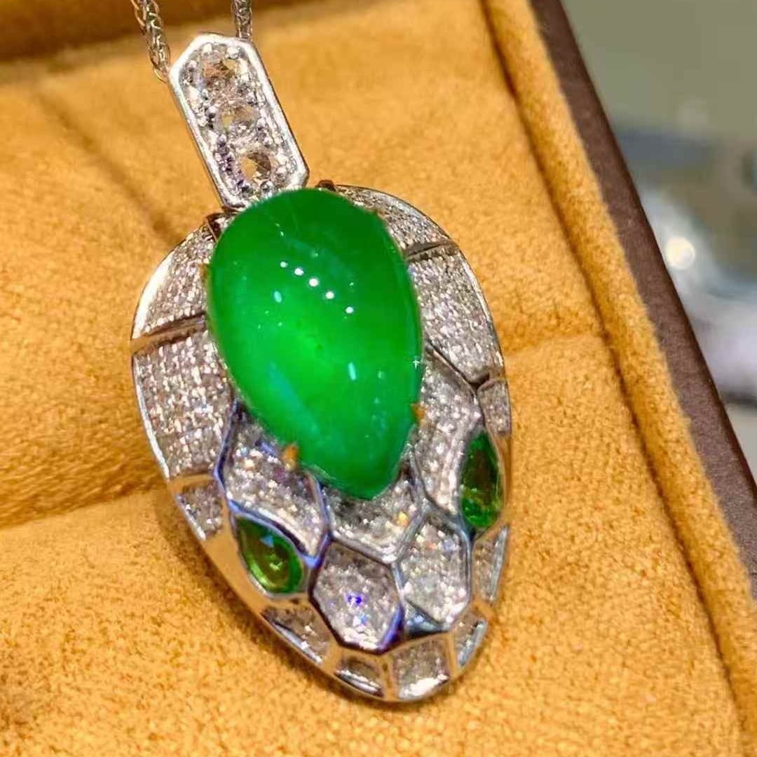 14k Gold 3.75 Ct Natural Emerald & Diamond & Tsavorite Pendant( Without Chain ) - 4