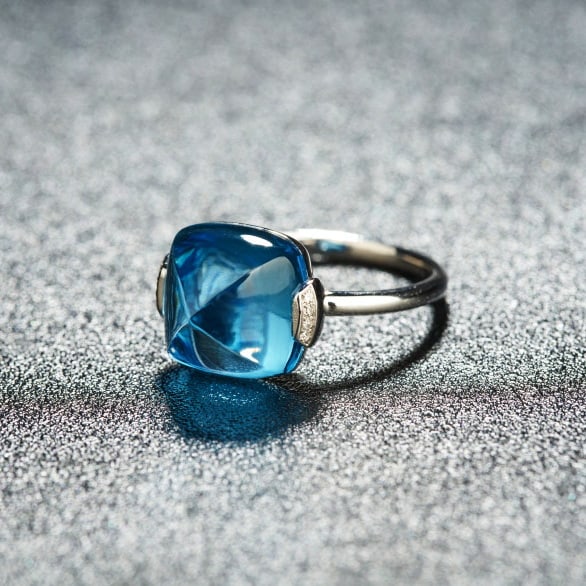 14k Gold 8.29 Ct Natural Topaz & Diamond Ring - 4