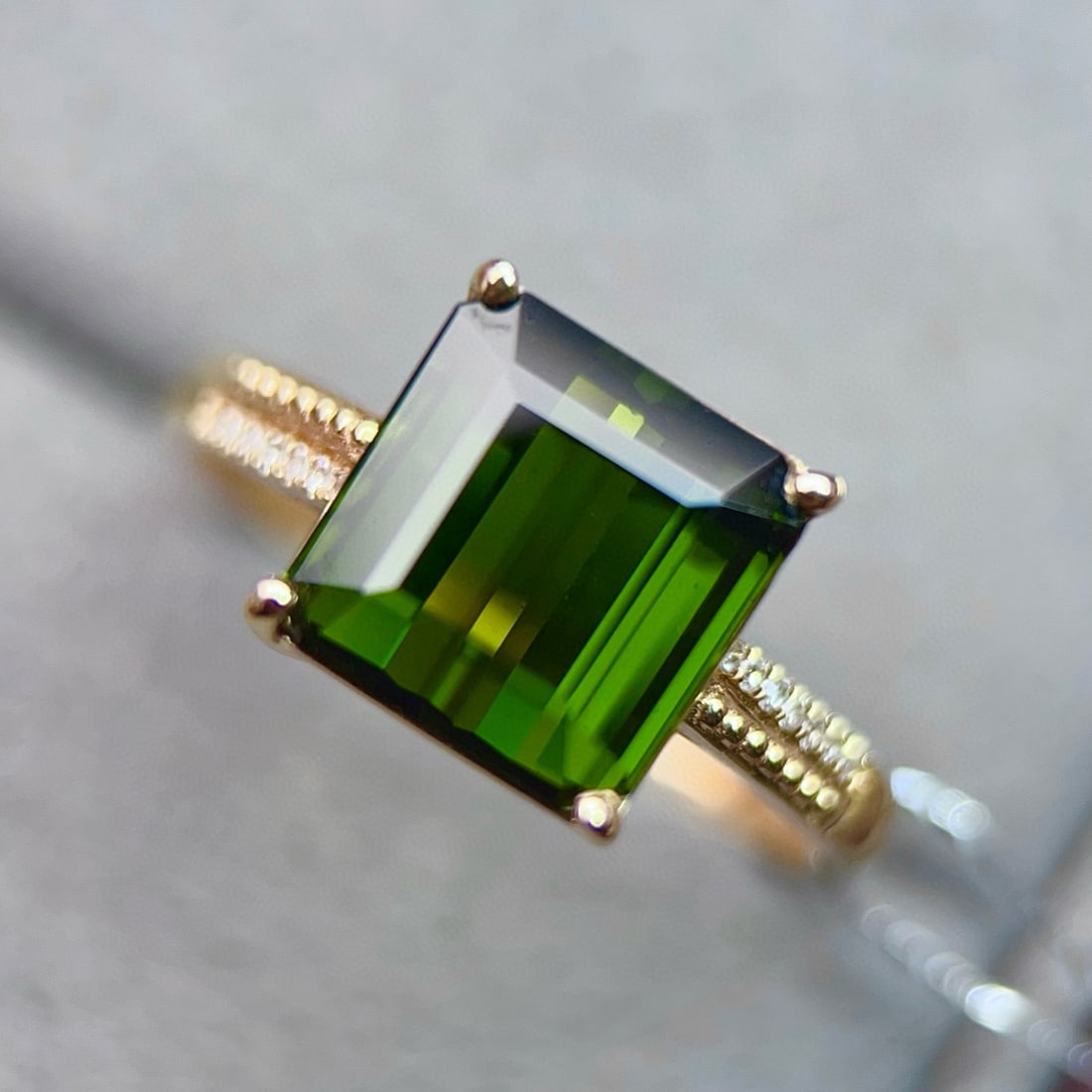 14k Gold 4.04 Ctw Natural Tourmaline & Diamond Ring - 4
