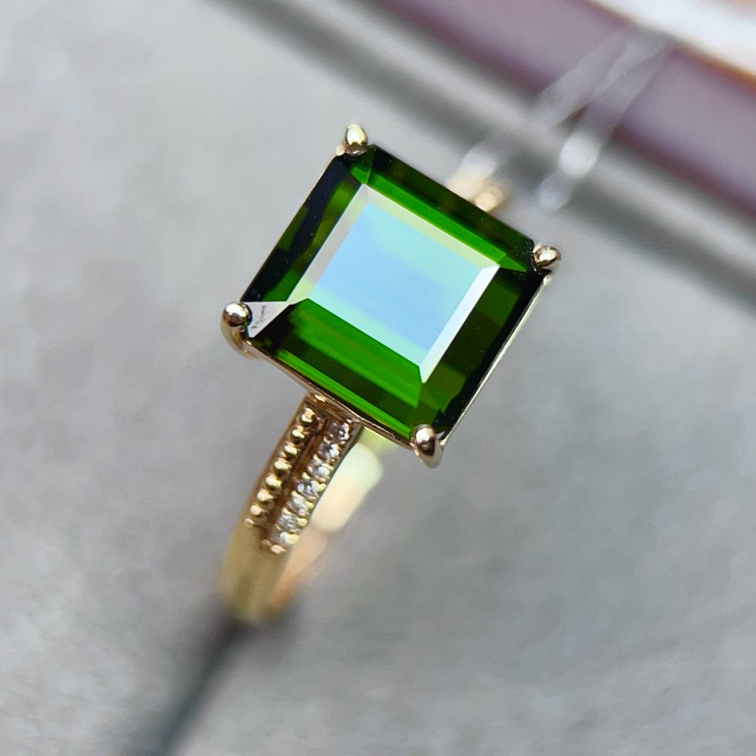 14k Gold 4.04 Ctw Natural Tourmaline & Diamond Ring - 5