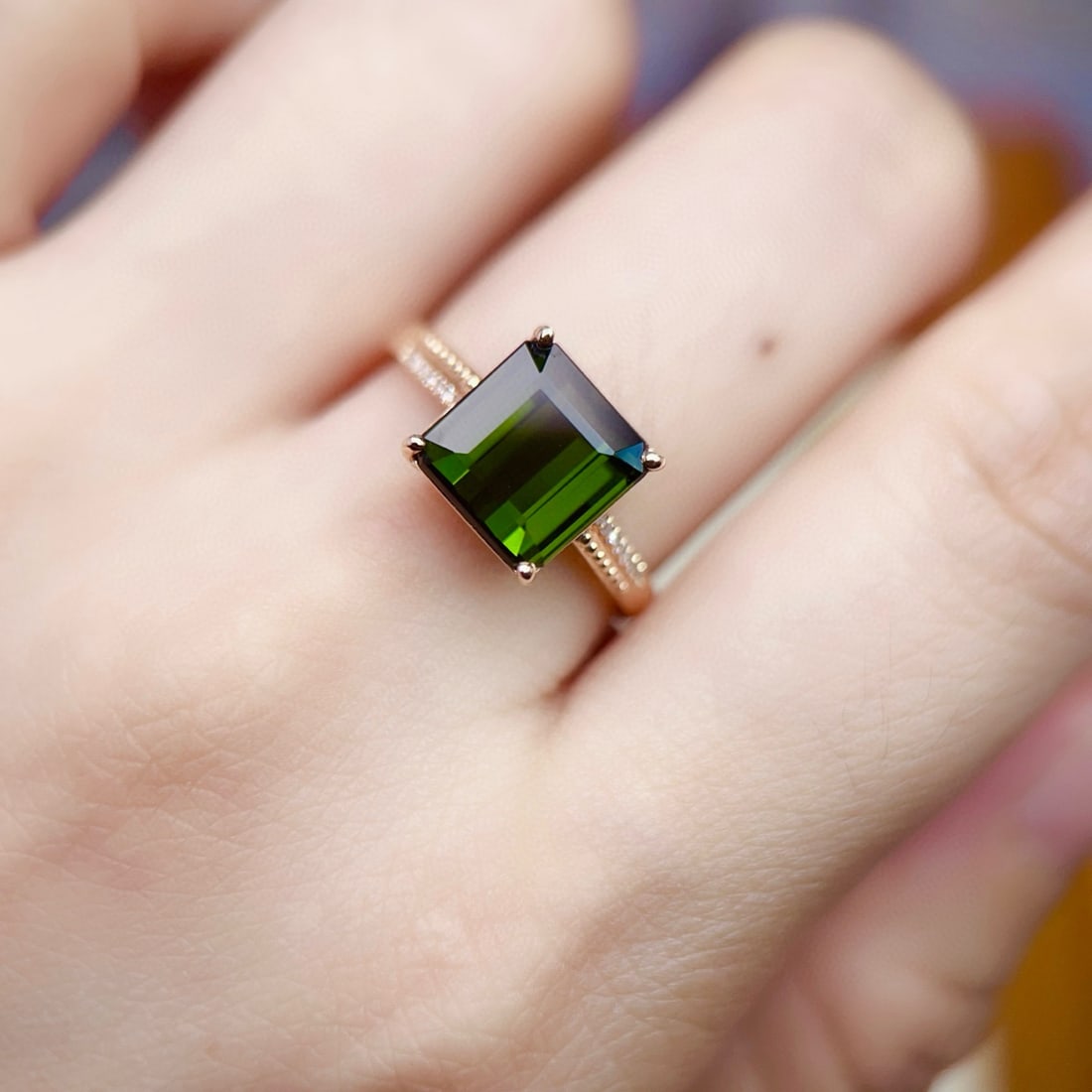 14k Gold 4.04 Ctw Natural Tourmaline & Diamond Ring - 6