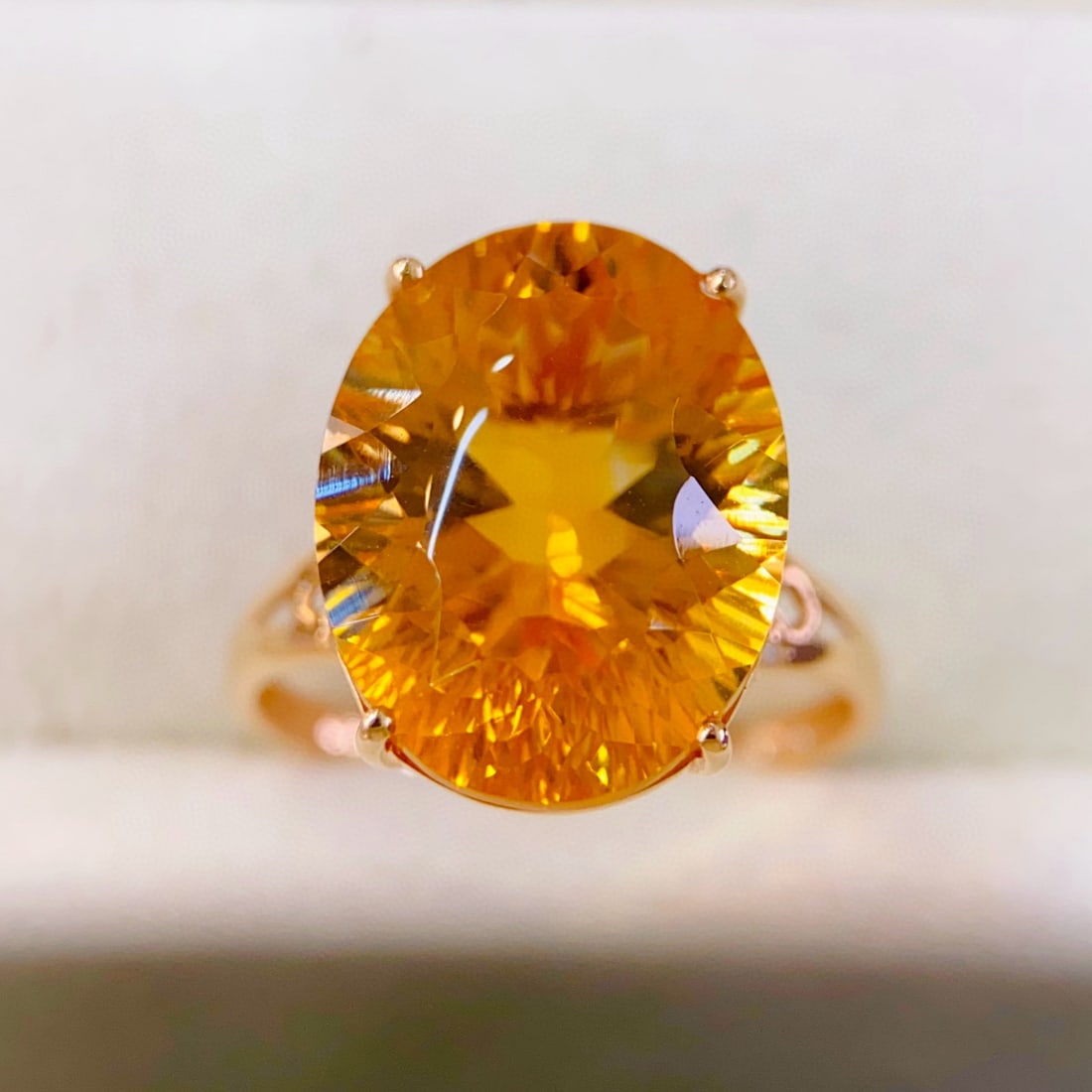 14k Gold 9.58 Ctw Natural Citrine & Diamond Ring - 2