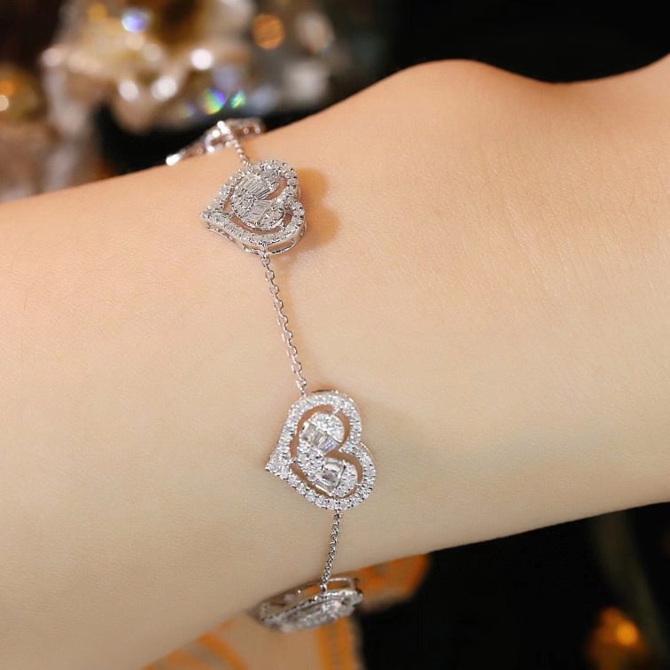 14k Gold 1.5 Ct Natural H Diamond Bracelet - 8
