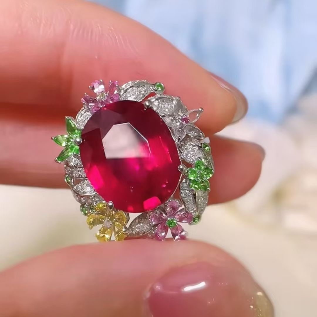 14k Gold 5.2 Ct Natural Tourmaline & Diamond Ring - 2