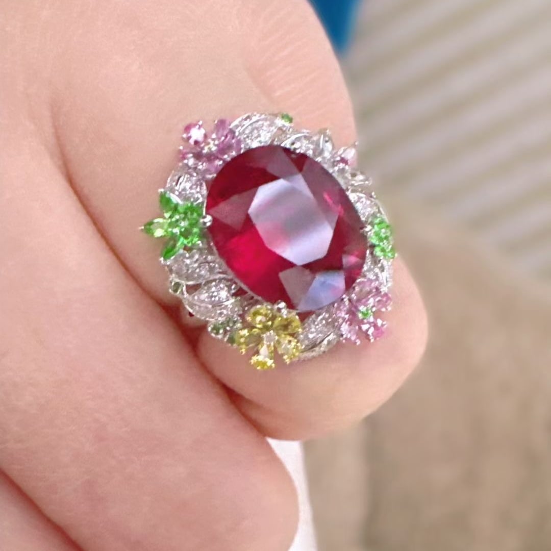 14k Gold 5.2 Ct Natural Tourmaline & Diamond Ring - 3