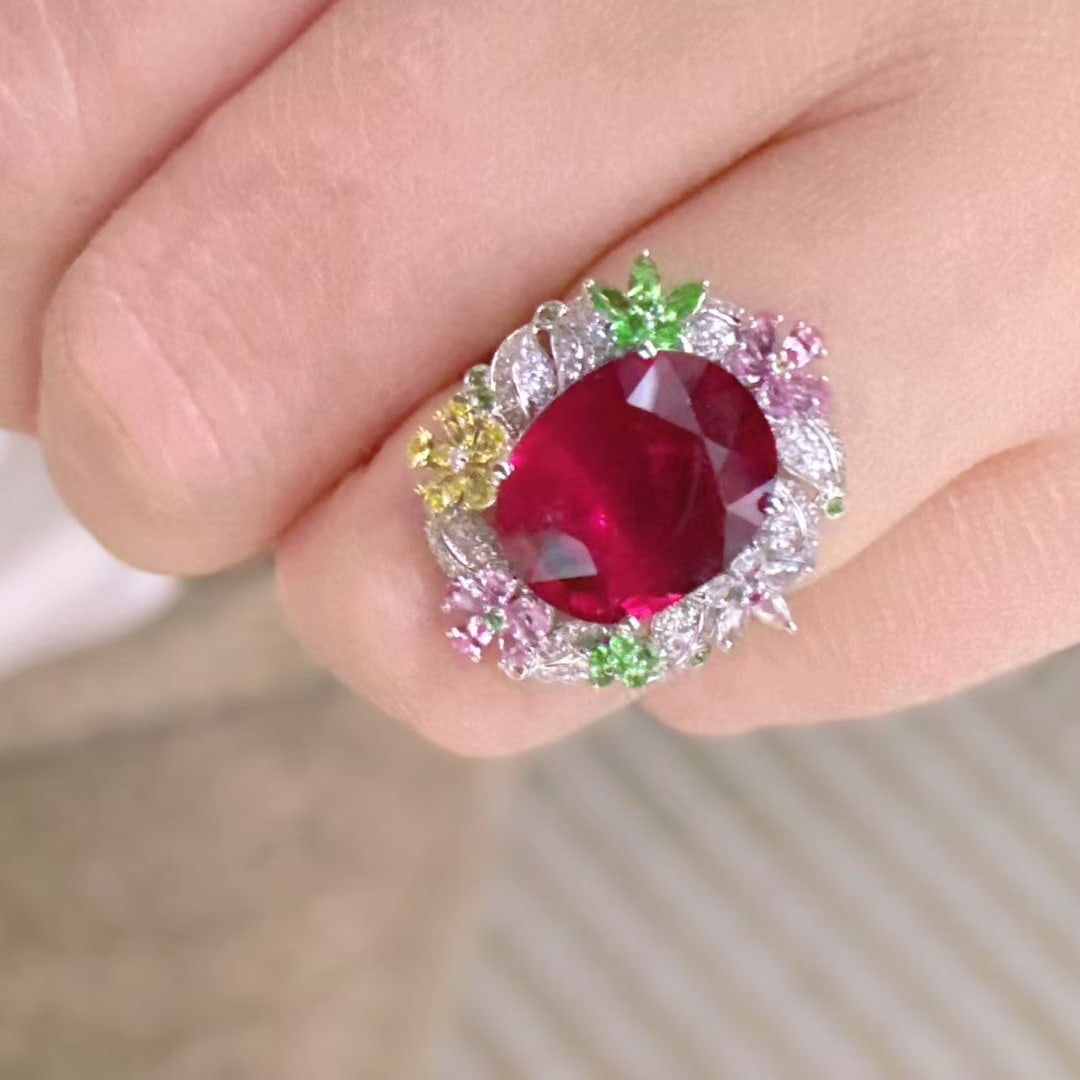 14k Gold 5.2 Ct Natural Tourmaline & Diamond Ring - 4