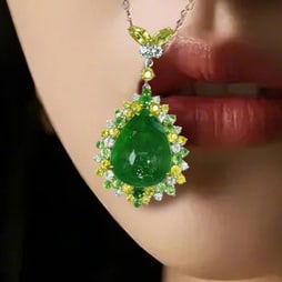 14k Gold 9.87 Ctw Natural Emerald & Sapphire Pendant( Without Chain ) - 3