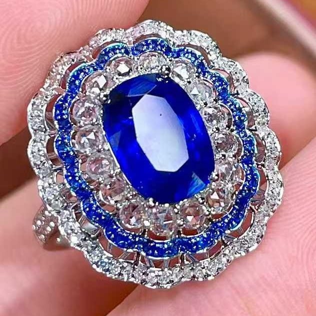 14k Gold 3.11 Ctw Natural Sapphire & Sapphire Ring - 4