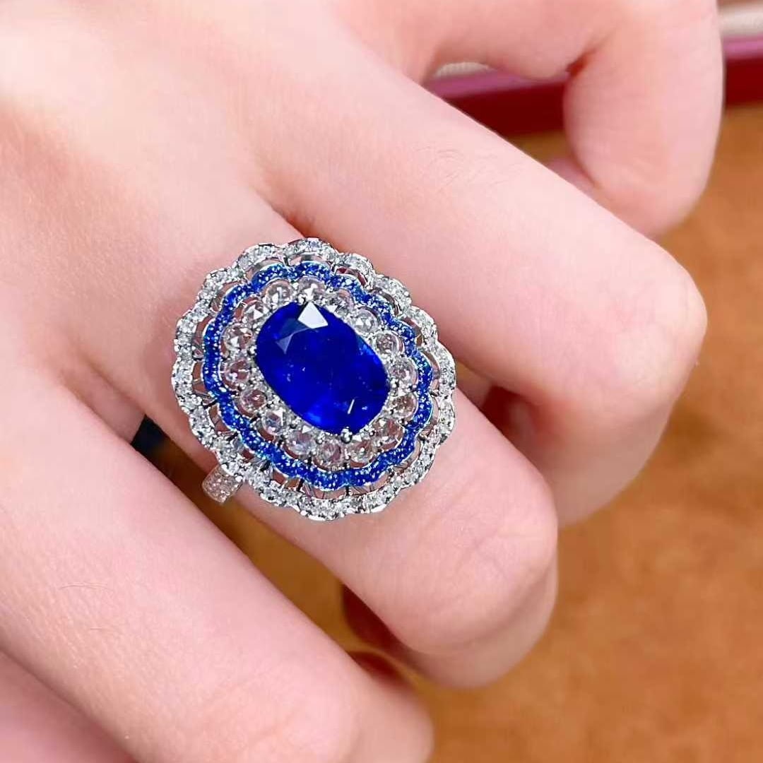 14k Gold 3.11 Ctw Natural Sapphire & Sapphire Ring - 5