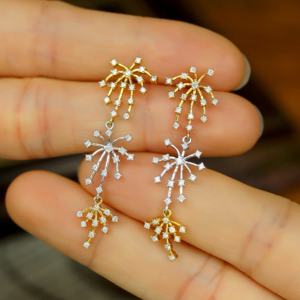 14k Gold 0.50 Ct Natural H Diamond Earrings - 5