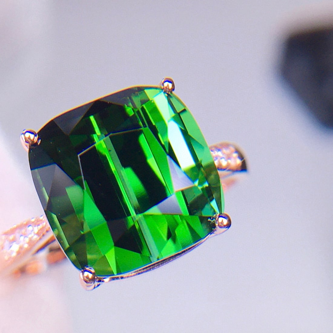 14k Gold 6.2 Ct Natural Tourmaline & Diamond Ring - 5