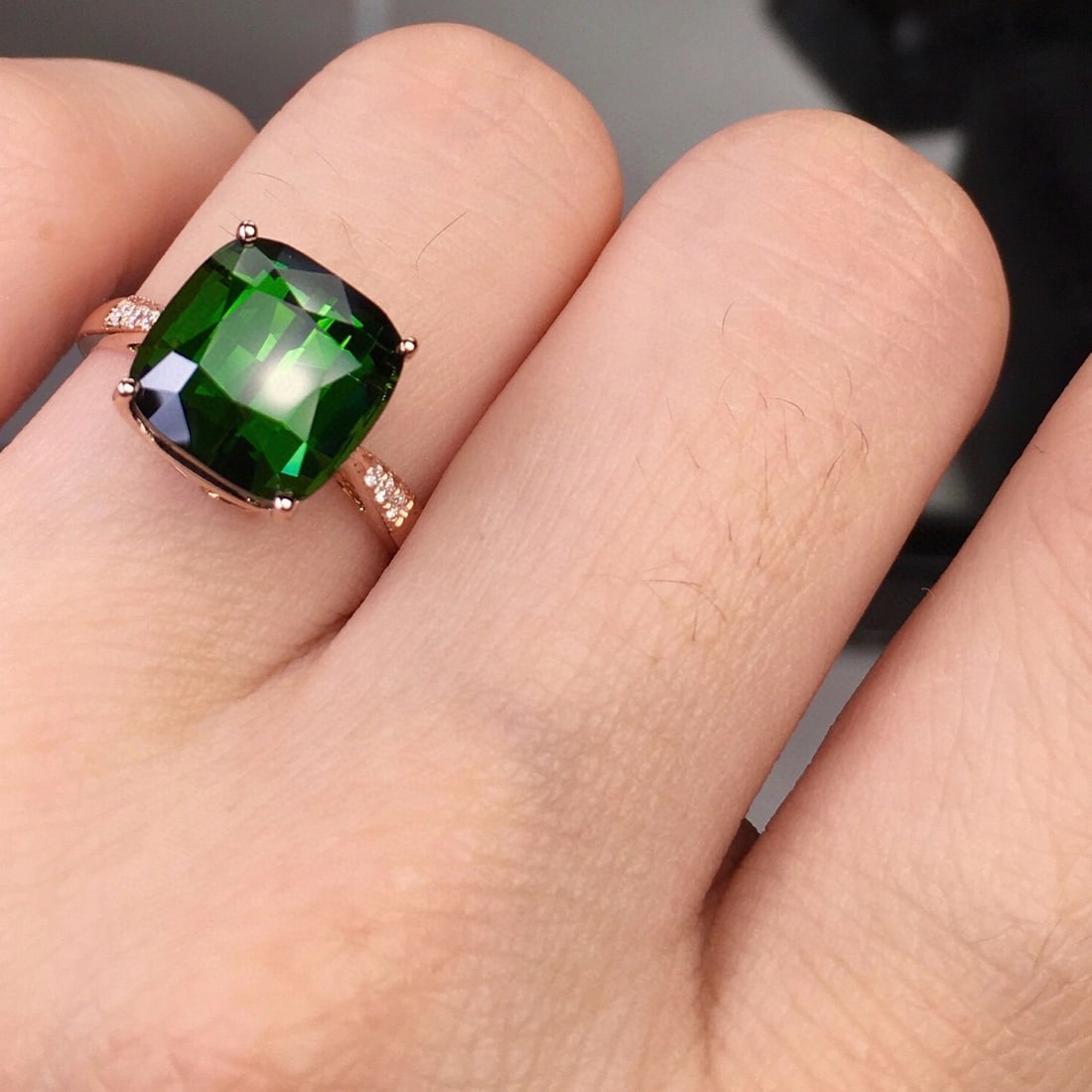 14k Gold 6.2 Ct Natural Tourmaline & Diamond Ring - 7