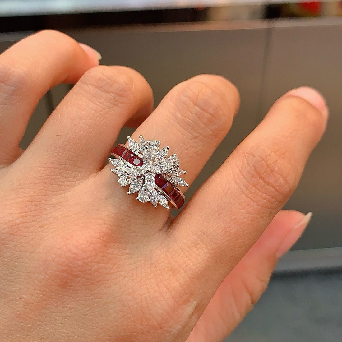 14k Gold 1.25 Ct Natural Ruby & Diamond Ring - 4