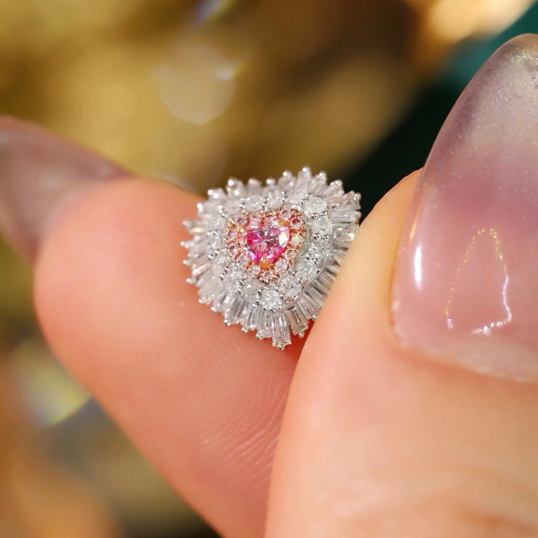 14k Gold 0.90 Ctw Natural Pink Diamond & Diamond Earrings - 5