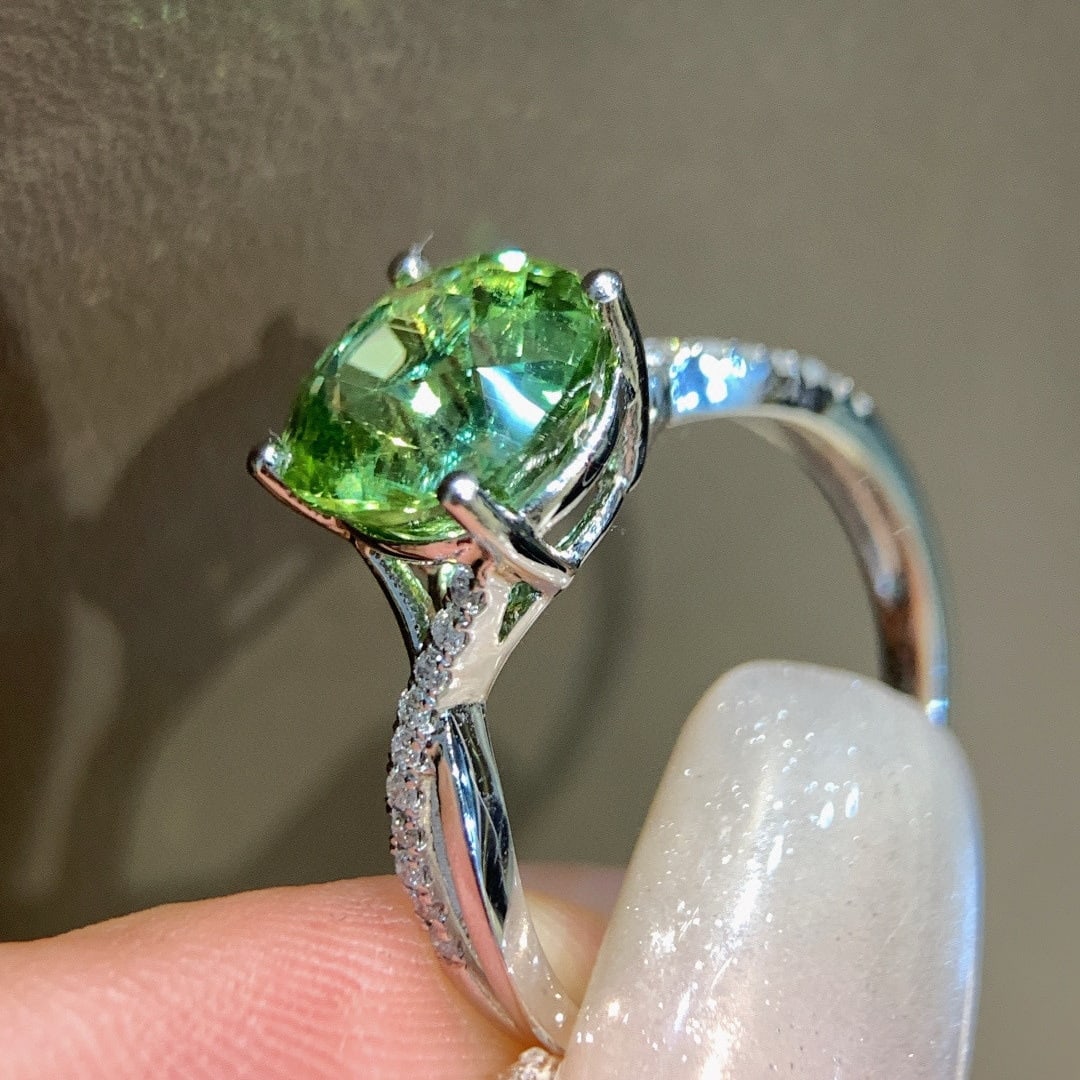 14k Gold 3.09 Ctw Natural Tourmaline & Diamond Ring - 2