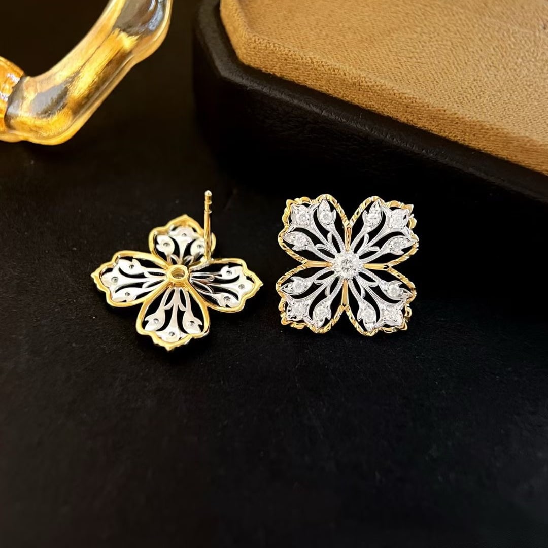 14k Gold 0.54 Ct Natural H Diamond Earrings - 2