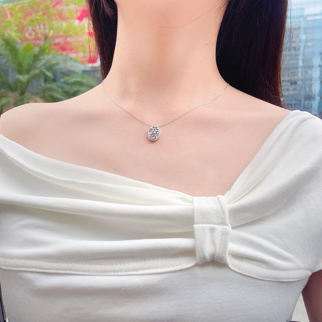 14k Gold 0.58 Ctw Natural H Diamond Necklace - 3