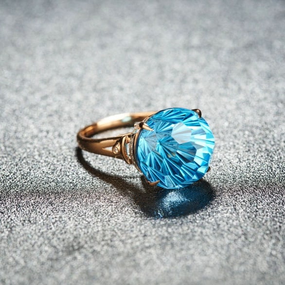 14k Gold 13.85 Ct Natural Topaz & Diamond Ring - 2