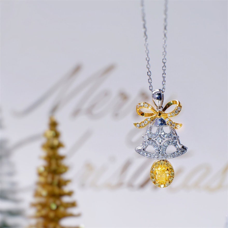 14k Gold 0.25 Ctw Natural Yellow Diamond & Diamond Necklace - 3