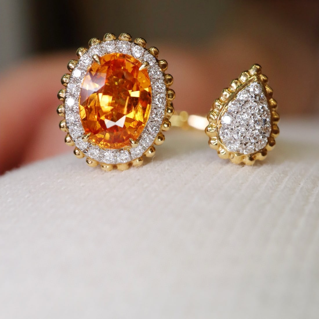 14k Gold 1.96 Ctw Natural Spessartine & Diamond Ring - 2