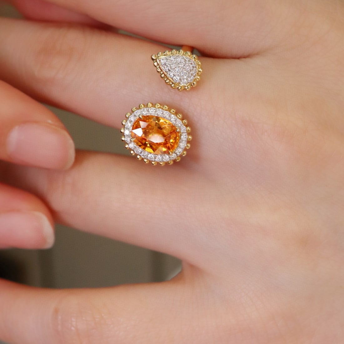 14k Gold 1.96 Ctw Natural Spessartine & Diamond Ring - 3