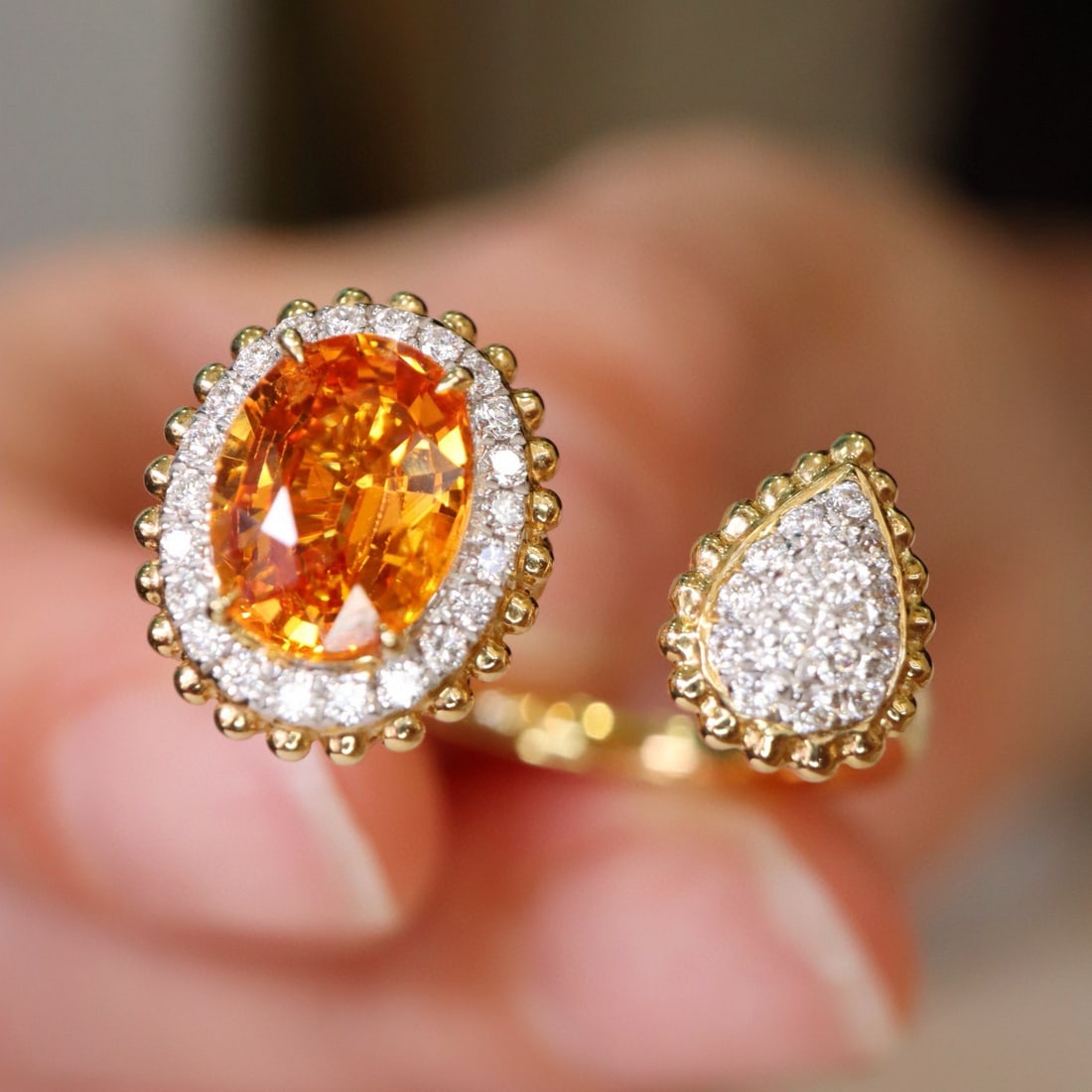 14k Gold 1.96 Ctw Natural Spessartine & Diamond Ring - 5