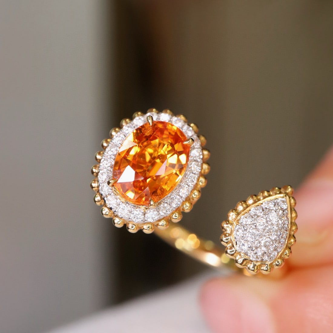 14k Gold 1.96 Ctw Natural Spessartine & Diamond Ring - 6