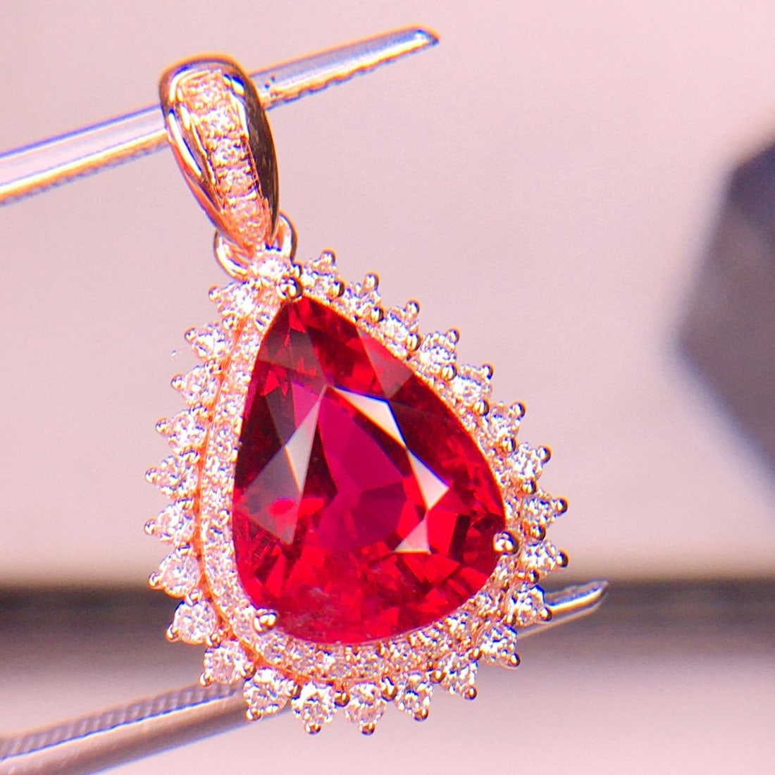 14k Gold 3.66 Ct Natural Tourmaline & Diamond Pendant( Without Chain ) - 2