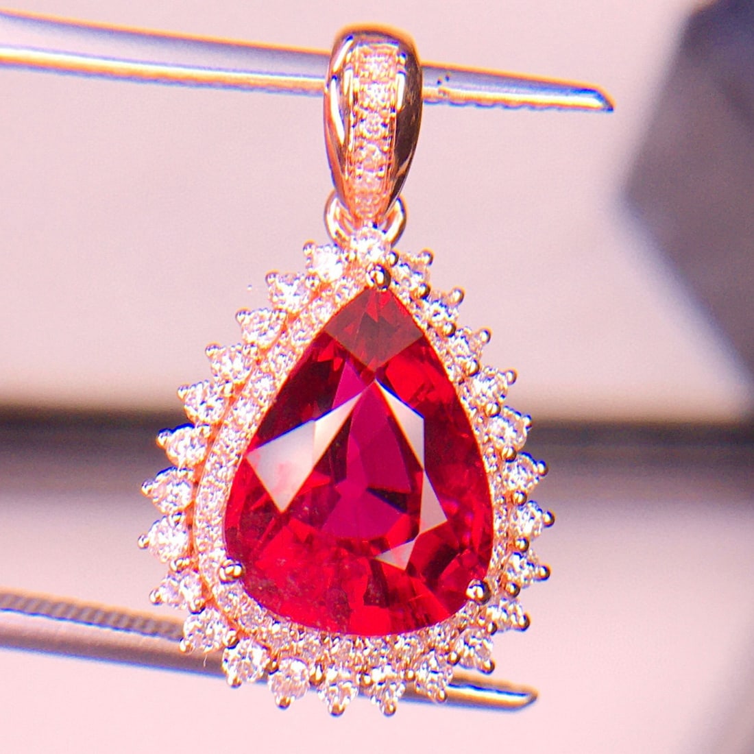 14k Gold 3.66 Ct Natural Tourmaline & Diamond Pendant( Without Chain ) - 3