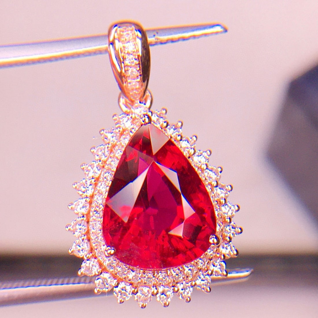 14k Gold 3.66 Ct Natural Tourmaline & Diamond Pendant( Without Chain ) - 6