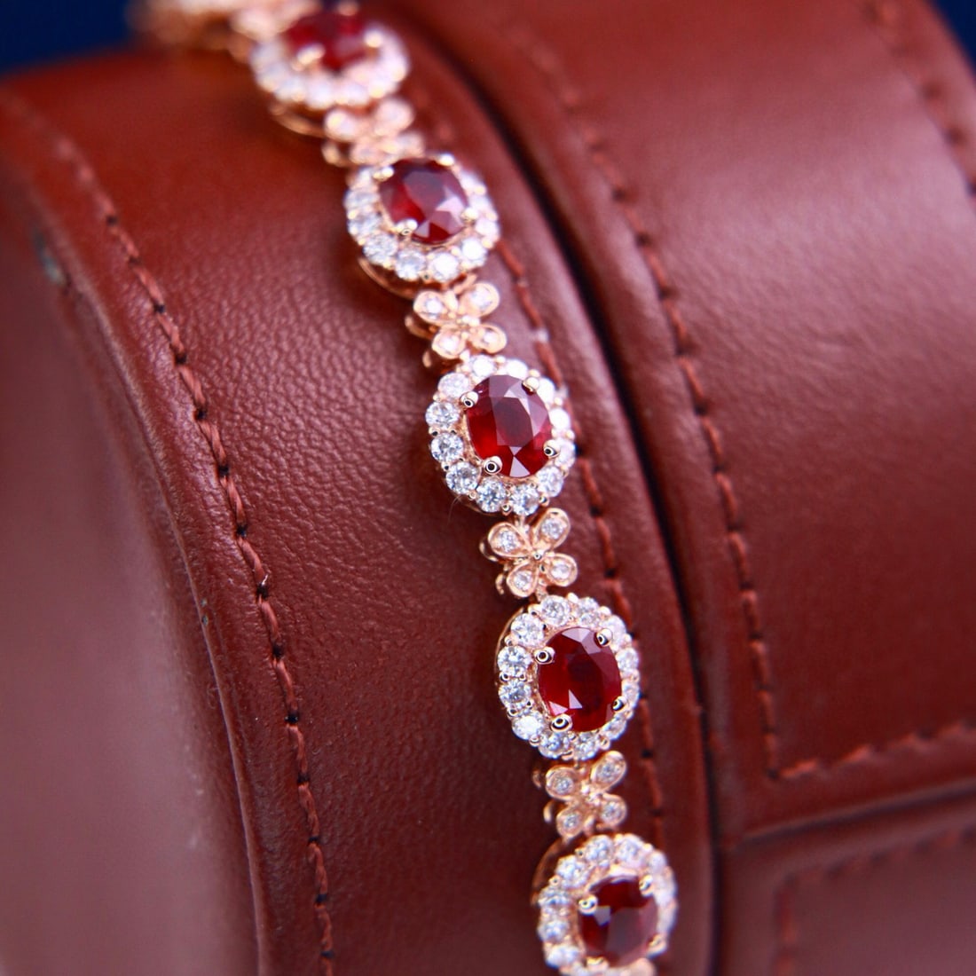 14k Gold 3.16 Ctw Vivid Red Natural Ruby & Diamond Bracelet - 3