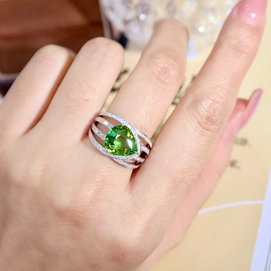 14k Gold 4.58 Ctw Natural Tourmaline & Diamond Ring - 3