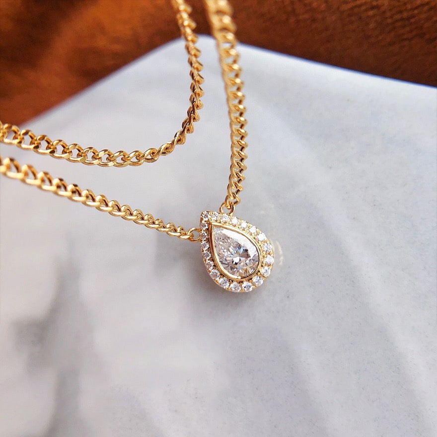 Gia Certified 14k Gold 0.30 Ct Natural F Si1 Pear Diamond Necklace: Ref:231086062 // gold content:14k gold // main gemstone:diamond // certified:gia // shape:pear // carat weight:0. 30ct // clarity grade:si1 // color:f // treatment:natural // // adjacent gemstone 2 :