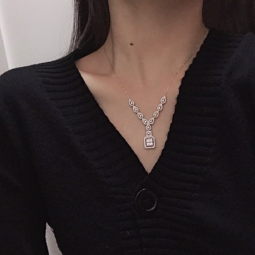 14k Gold 1.15 Ct Natural H Diamond Necklace - 3