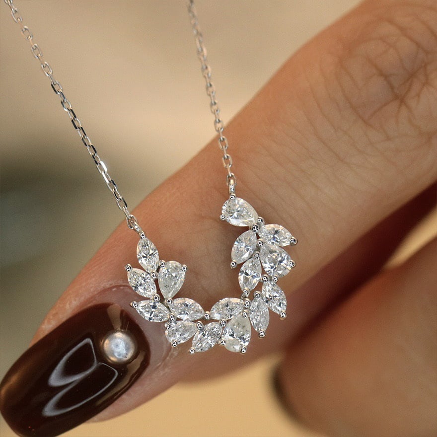 14k Gold 1 Ct Natural H Diamond Necklace - 2
