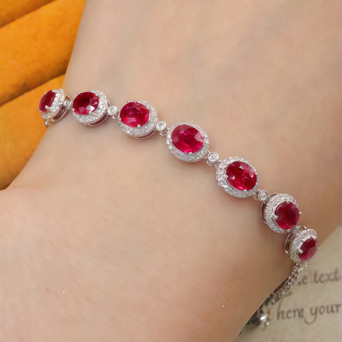 14k Gold 4.60 Ctw Vivid Red Natural Ruby & Diamond Bracelet - 3