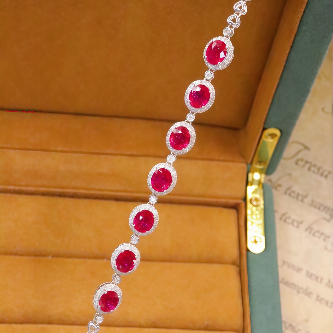 14k Gold 4.60 Ctw Vivid Red Natural Ruby & Diamond Bracelet - 5
