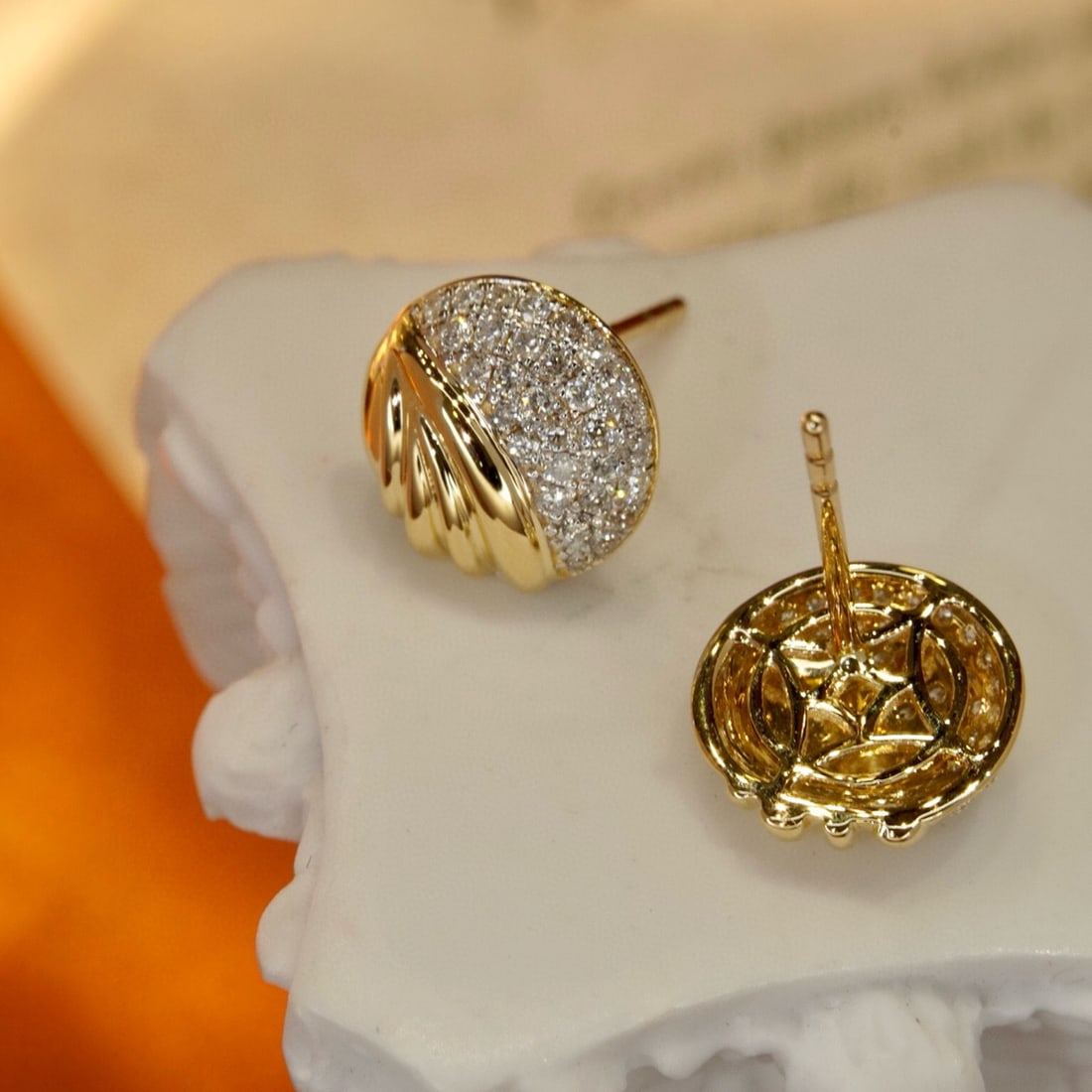 14k Gold 0.34 Ct Natural H Diamond Earrings - 2