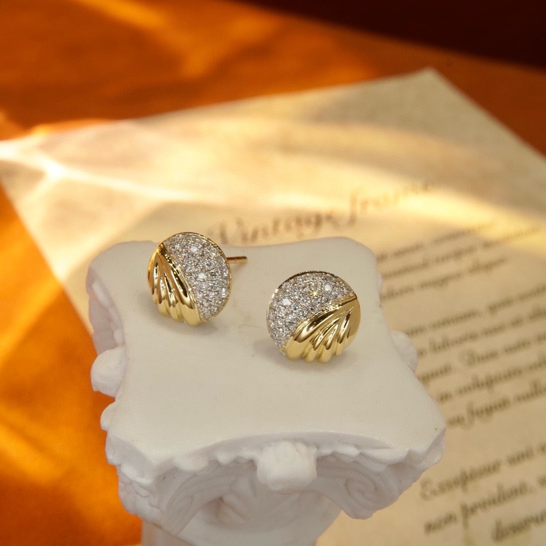 14k Gold 0.34 Ct Natural H Diamond Earrings - 3