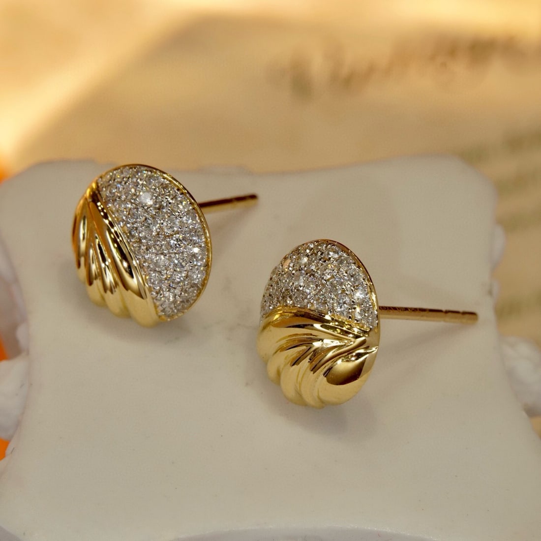 14k Gold 0.34 Ct Natural H Diamond Earrings - 4