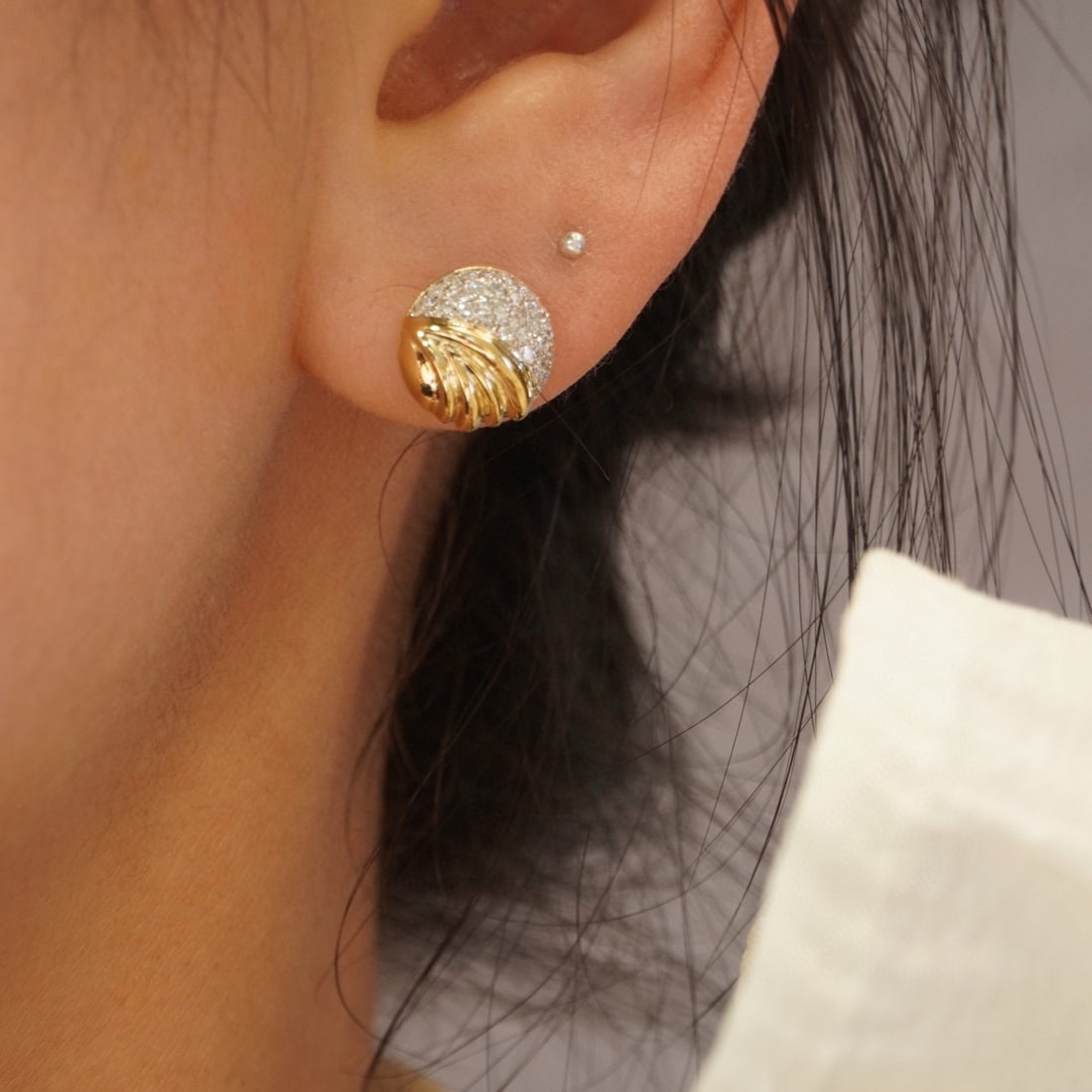 14k Gold 0.34 Ct Natural H Diamond Earrings - 6