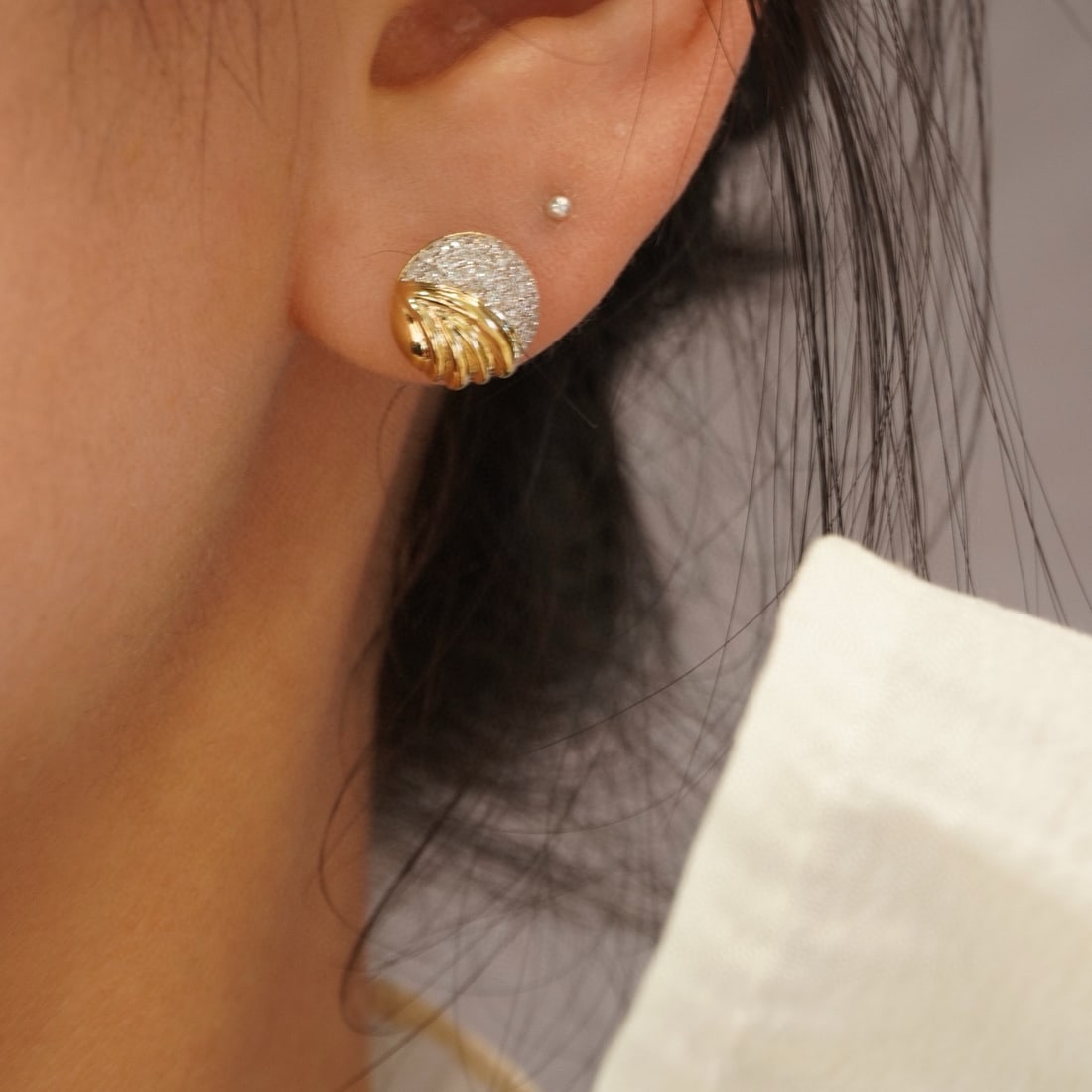 14k Gold 0.34 Ct Natural H Diamond Earrings - 7