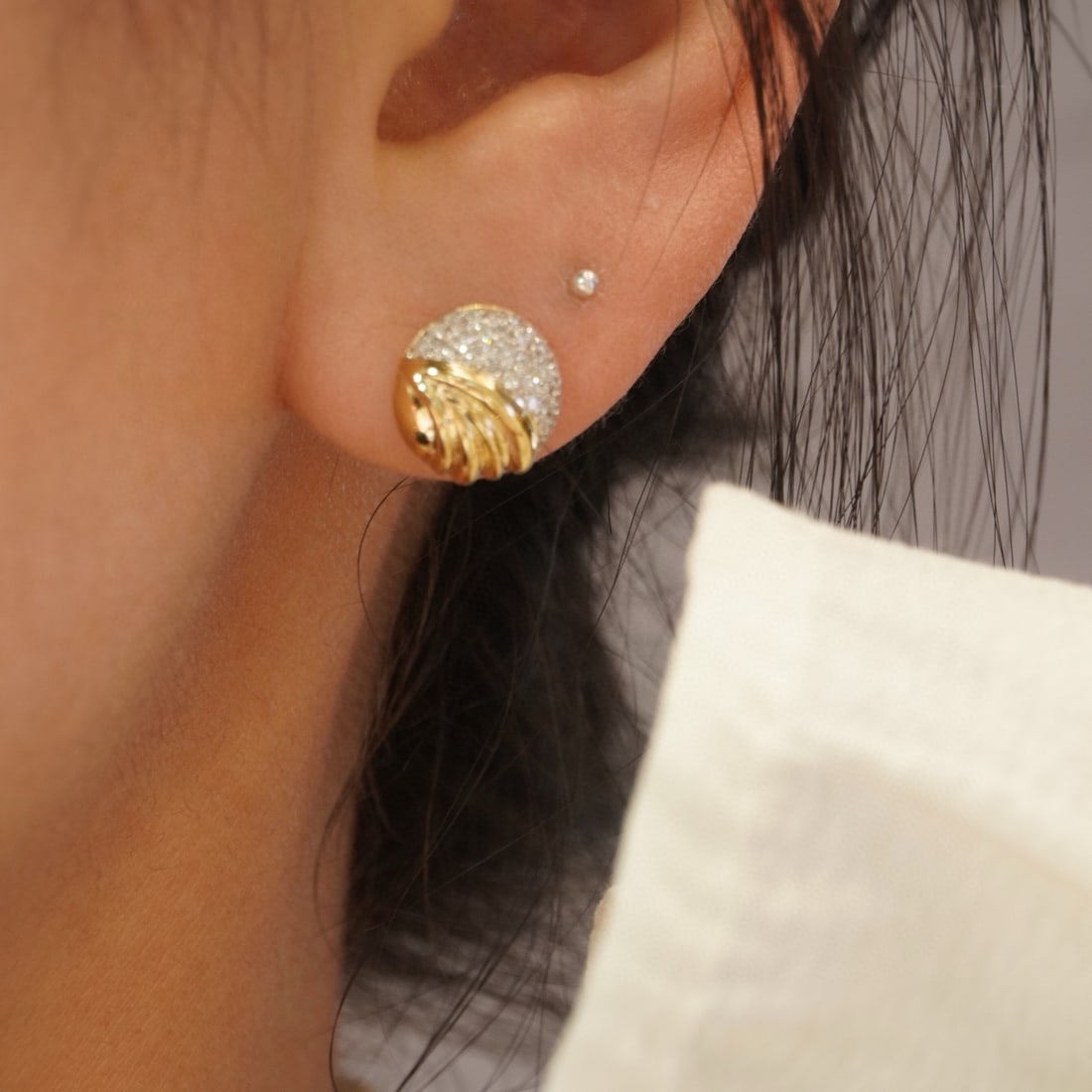 14k Gold 0.34 Ct Natural H Diamond Earrings - 8