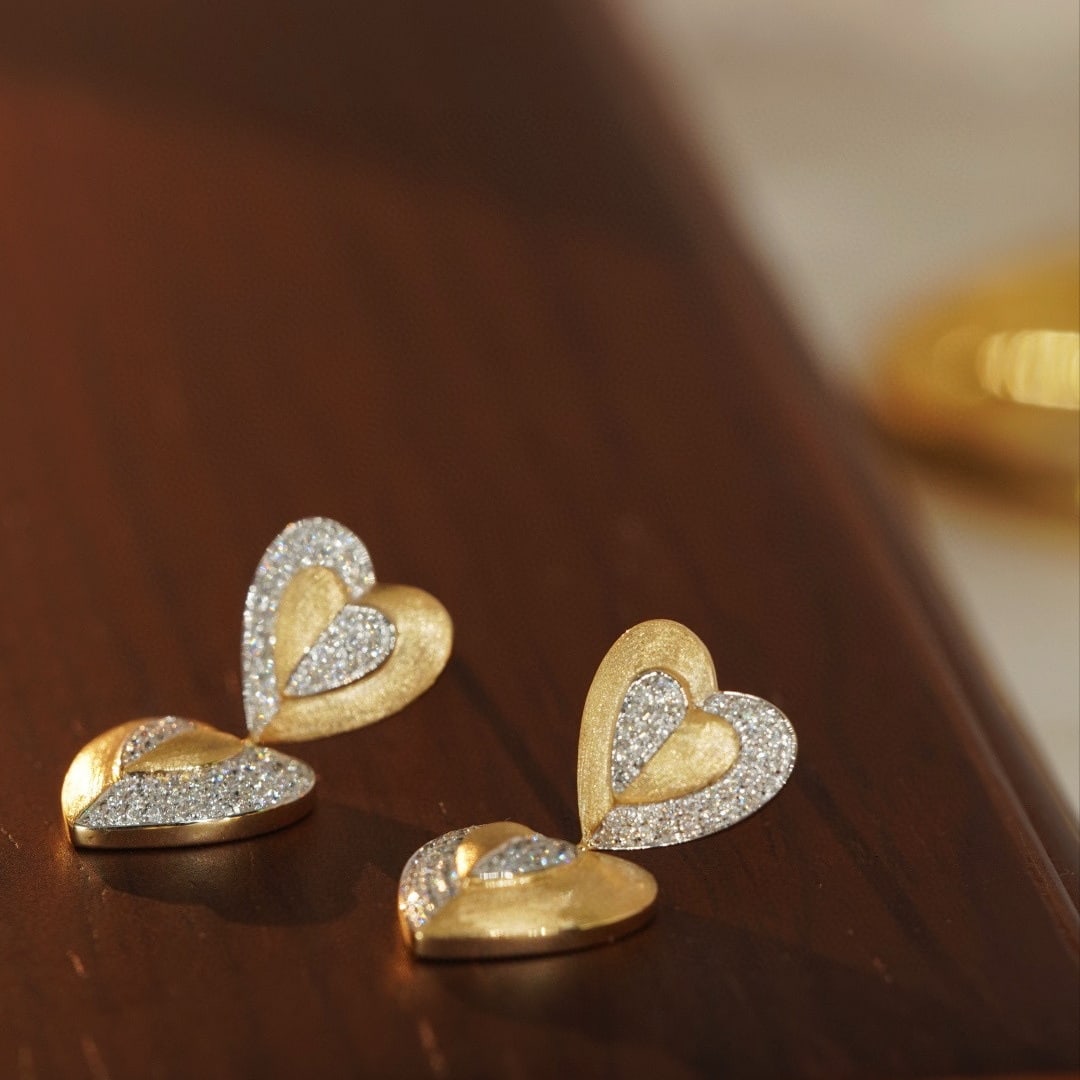 14k Gold 0.54 Ct Natural H Diamond Earrings - 2