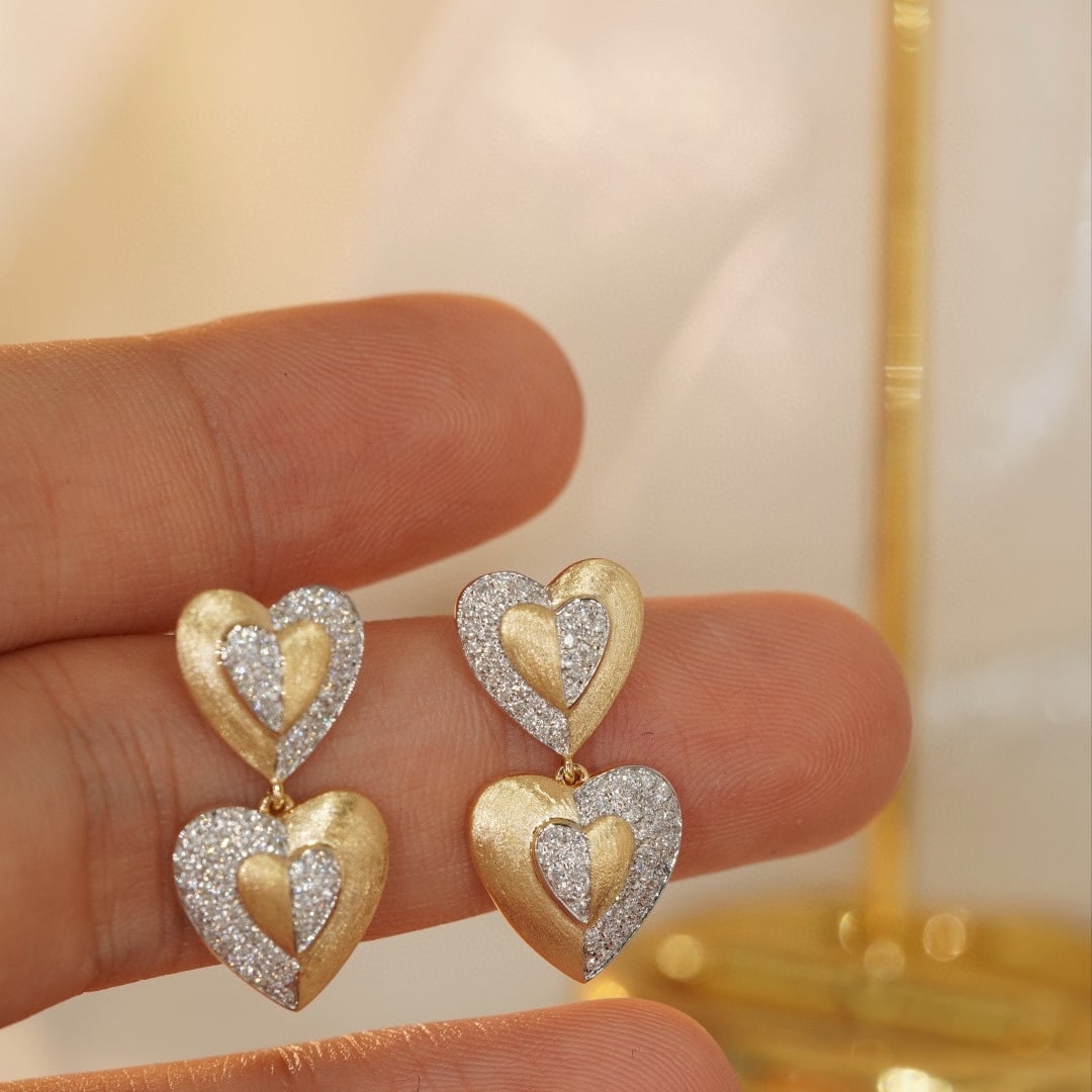 14k Gold 0.54 Ct Natural H Diamond Earrings - 4