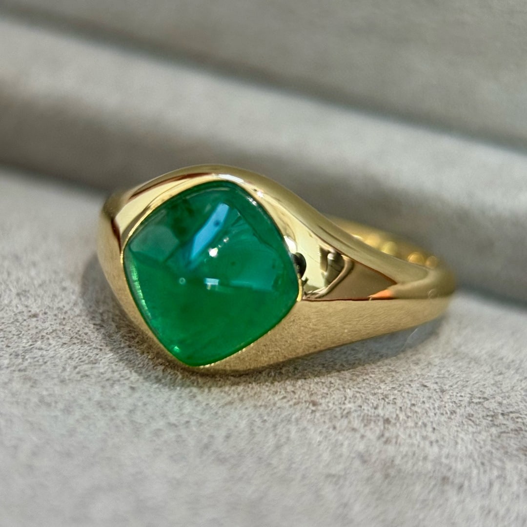 14k Gold 2.39 Ct Vivid Green Natural Emerald Ring - 5