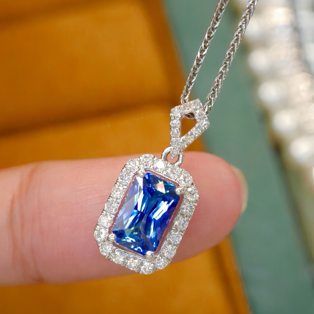 14k Gold 1.34 Ctw Natural Sapphire & Diamond Pendant( Without Chain ) - 3