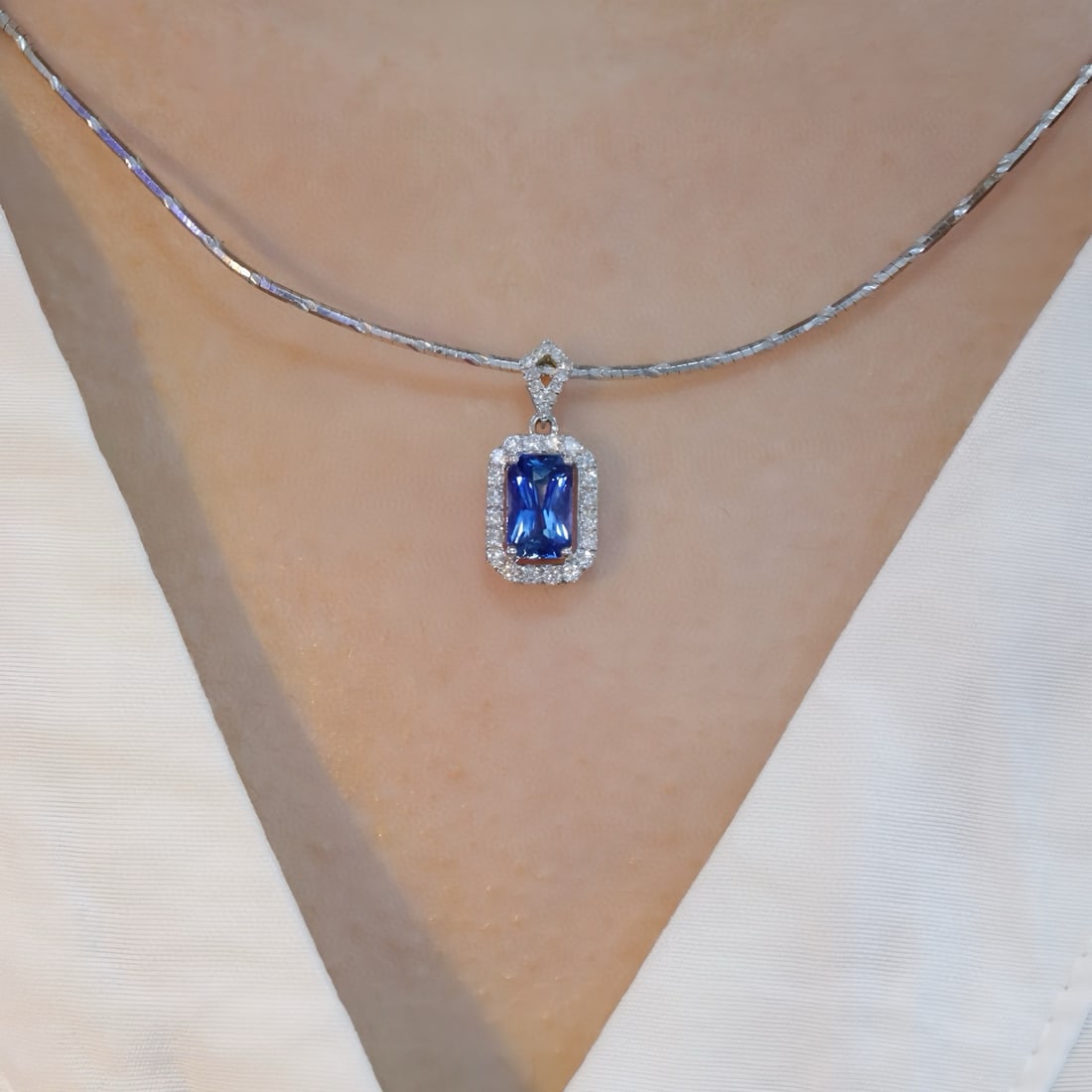 14k Gold 1.34 Ctw Natural Sapphire & Diamond Pendant( Without Chain ) - 5
